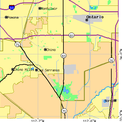 Zip code 91710 close-up map
