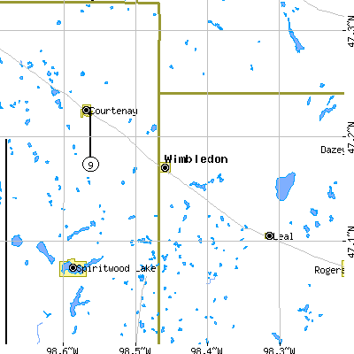 Zip code 58492 close-up map