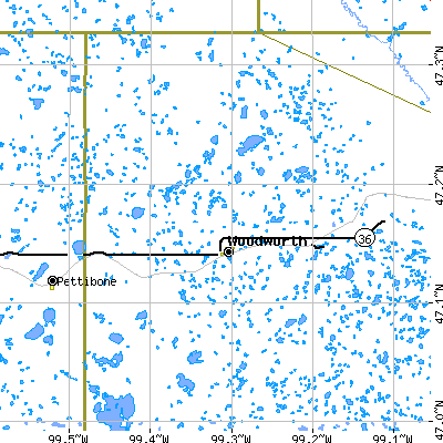 Zip code 58496 close-up map