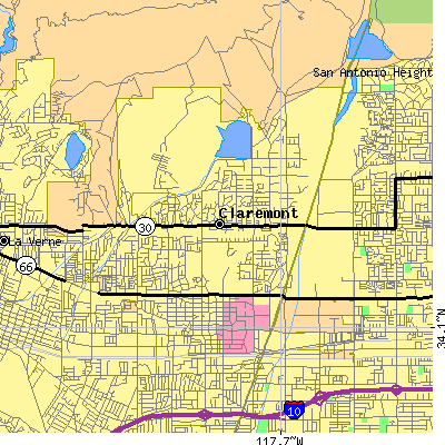 Zip code 91711 close-up map