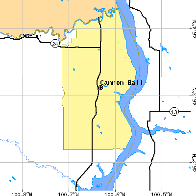 Zip code 58528 close-up map