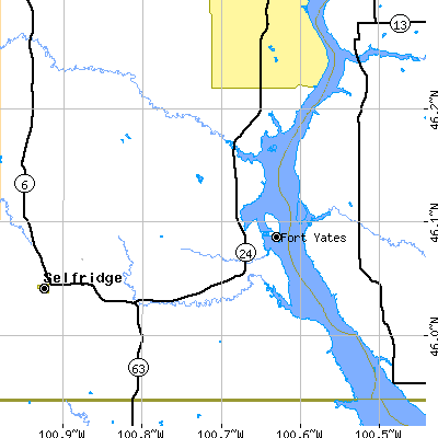 Zip code 58538 close-up map