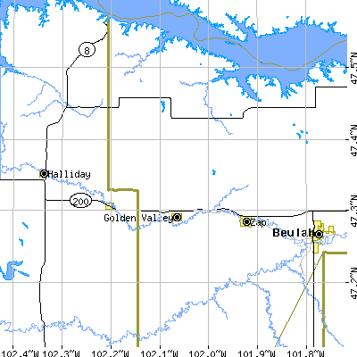 Zip code 58541 close-up map