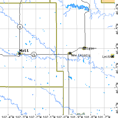 Zip code 58562 close-up map