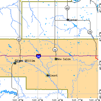 Zip code 58563 close-up map