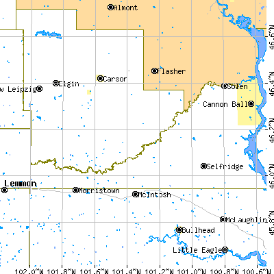 Zip code 58568 close-up map