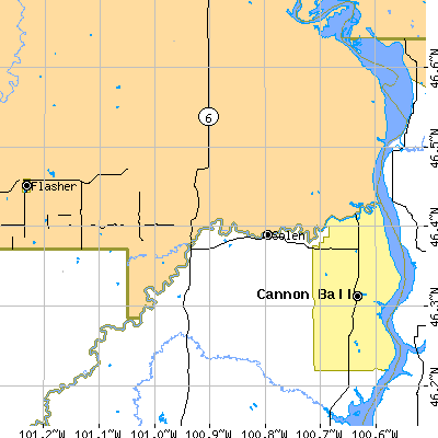 Zip code 58570 close-up map
