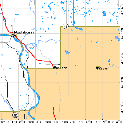 Zip code 58579 close-up map