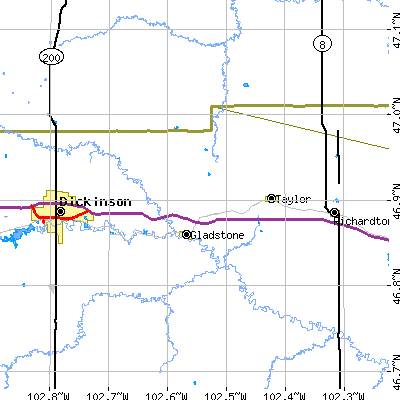 Zip code 58630 close-up map