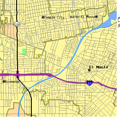 Zip code 91731 close-up map