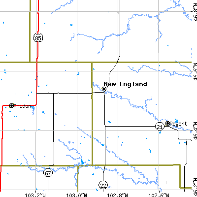 Zip code 58647 close-up map