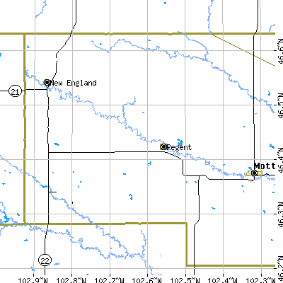 Zip code 58650 close-up map