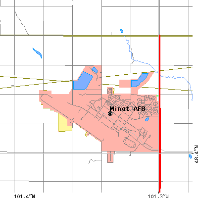 Zip code 58704 close-up map
