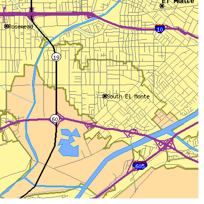 Zip code 91733 close-up map