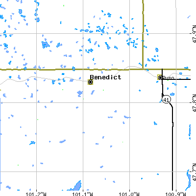 Zip code 58716 close-up map