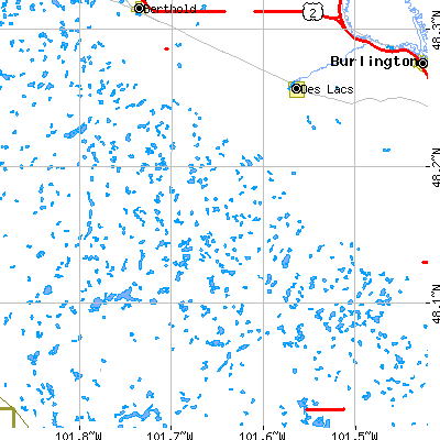 Zip code 58733 close-up map