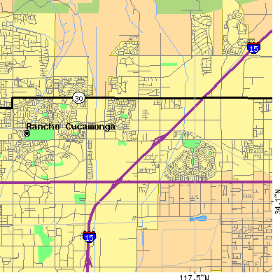 Zip code 91739 close-up map