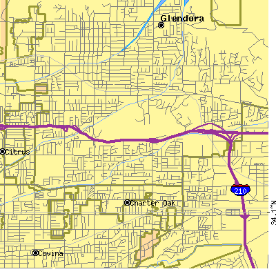 Zip code 91740 close-up map