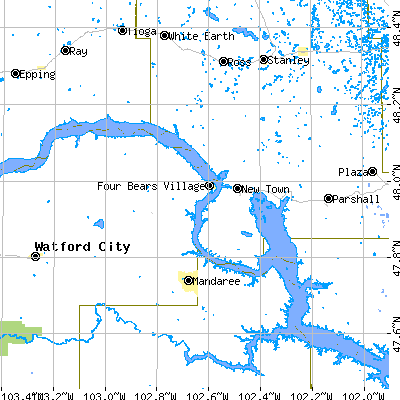 Zip code 58763 close-up map