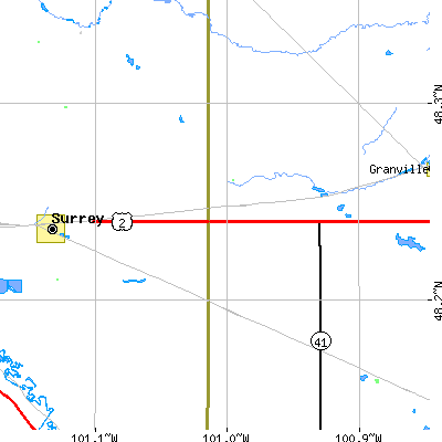 Zip code 58768 close-up map