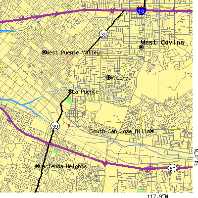 Zip code 91744 close-up map