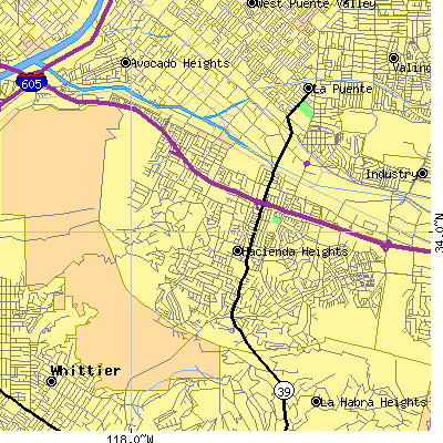 Zip code 91745 close-up map