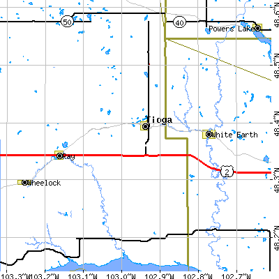Zip code 58852 close-up map