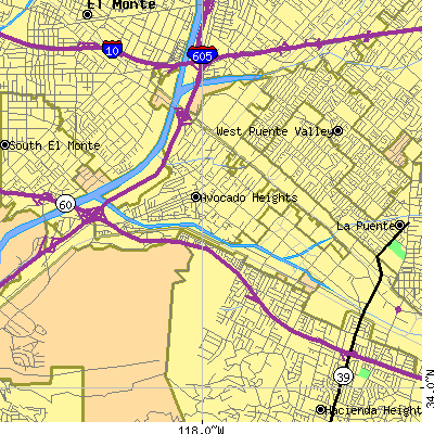 Zip code 91746 close-up map