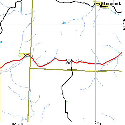 Zip code 43006 close-up map