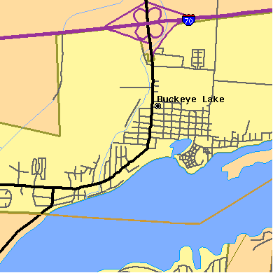Zip code 43008 close-up map