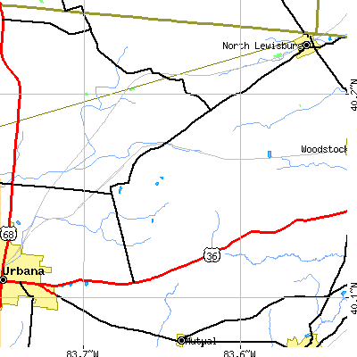 Zip code 43009 close-up map