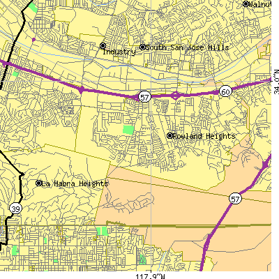 Zip code 91748 close-up map