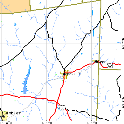 Zip code 43014 close-up map