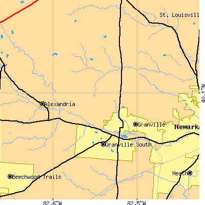 Zip code 43023 close-up map