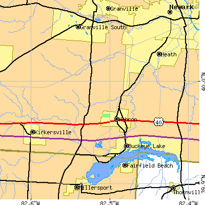 Zip code 43025 close-up map