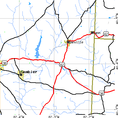 Zip code 43028 close-up map