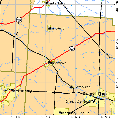 Zip code 43031 close-up map