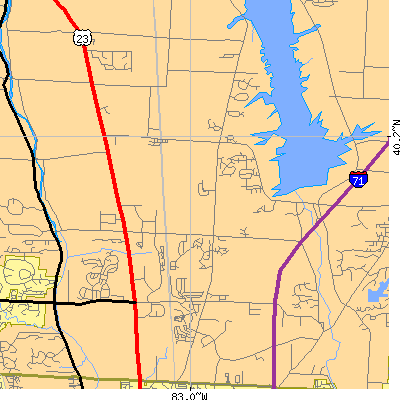 Zip code 43035 close-up map
