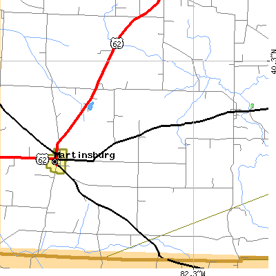 Zip code 43037 close-up map