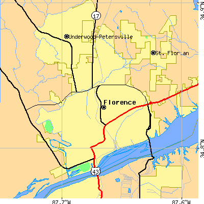 Zip code 35630 close-up map