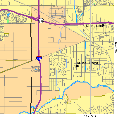 Zip code 91752 close-up map
