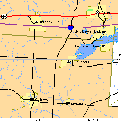 Zip code 43046 close-up map