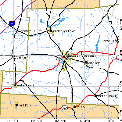 Zip code 43050 close-up map