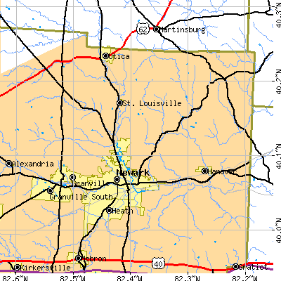 Zip code 43055 close-up map