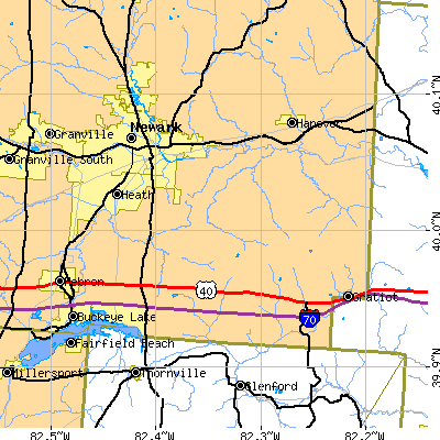 Zip code 43056 close-up map