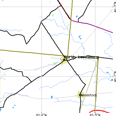 Zip code 43060 close-up map