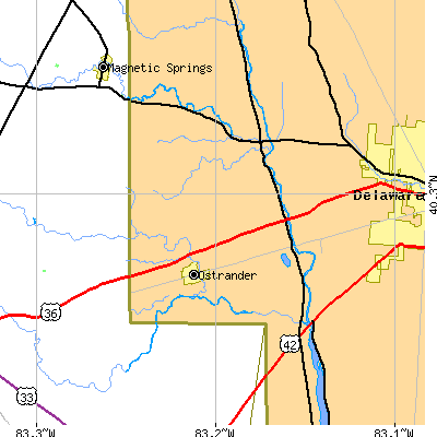Zip code 43061 close-up map