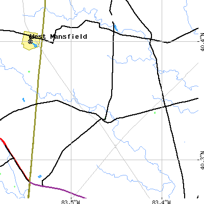 Zip code 43067 close-up map