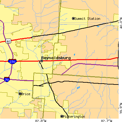 Zip code 43068 close-up map