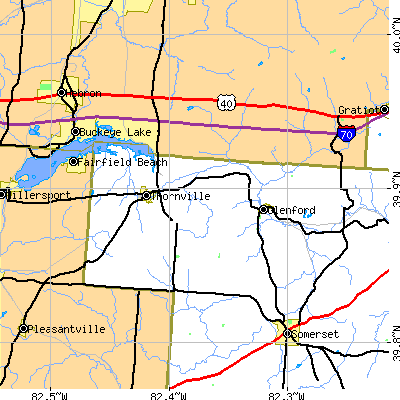 Zip code 43076 close-up map